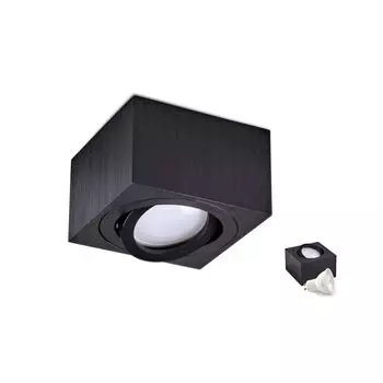 Накладной спотовый потолочный светильник OH37 ПРЯМОУГОЛЬНИК цвет ЧЕРНЫЙ потолочный спот - подвижный потолочный спот алюминий IP20 Светодиодный спот с лампочкой LED INSERT 5W 3000K МОЛОЧНЫЙ (1 шт., S - теплый белый свет) KOBI