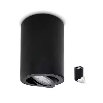 Накладной точечный потолочный светильник OH36 КРУГЛЫЙ цвет ЧЕРНЫЙ потолочный точечный светильник - подвижный потолочный точечный светильник из алюминия IP20 Светодиодный точечный светильник с лампочкой GU10 5 Вт (L - холодный белый свет, 1 шт.)...