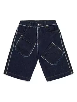 Накладные карманы джинсовые шорты Marni Kids, синий