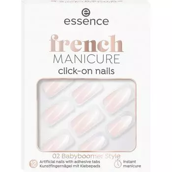 Накладные ногти французский маникюр 02 в стиле бэби-бумер essence, 12 шт.