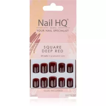 Накладные ногти Nail HQ Square, темно-красные, 24 шт
