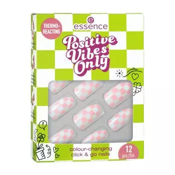 Накладные ногти Uas Postizas Termo Reactivas Click & Go Positive Vibes Only Essence, 12 unidades