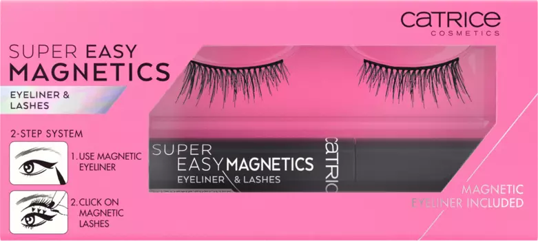 Накладные ресницы Super Easy Magnetics (1 пара) и усилитель Подводка для глаз 020 Xtreme Attraction 2 шт. Catrice