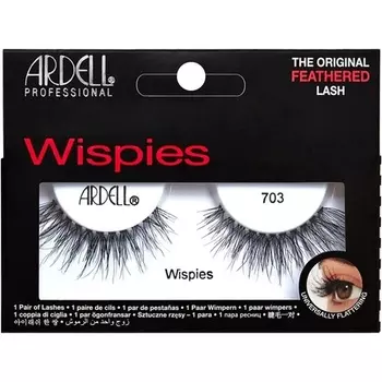 Накладные ресницы Wispies 703 Черные перистые ресницы Перекрещивающиеся слои Invisiband Ресницы Super Comfort Неровная длина Длинный объем Определенный изгиб Подходят для веганов Ресницы без жестокого обращения с животными Ardell