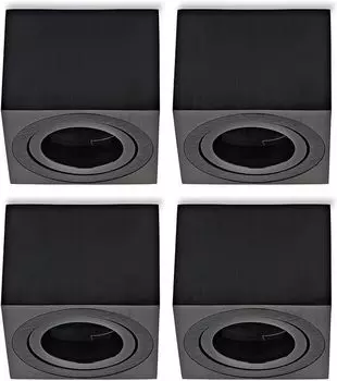 Накладные точечные светильники плоские 50 мм черные Потолочные точечные светильники алюминий 4x накладные точечные светильники квадратные Sweet Led, черный