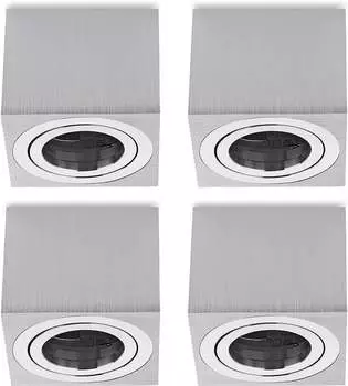 Накладные точечные светильники плоские 50мм серебристые 4x потолочные точечные светильники алюминиевые накладные точечные светильники квадратные Sweet Led, серебро
