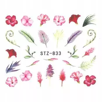 Наклейка для ногтей с цветами и водой, Inna marka