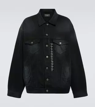 Наклейка с размером джинсовой куртки оверсайз Balenciaga, черный