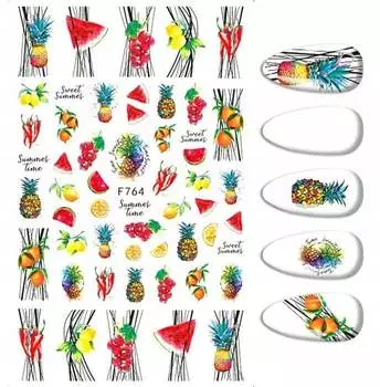 Наклейки для дизайна ногтей, эскизы фруктовых узоров, Frezarkowo