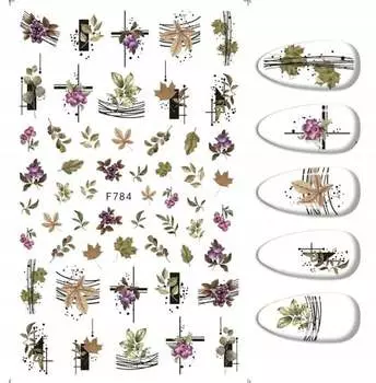 Наклейки для дизайна ногтей с осенними узорами, Frezarkowo