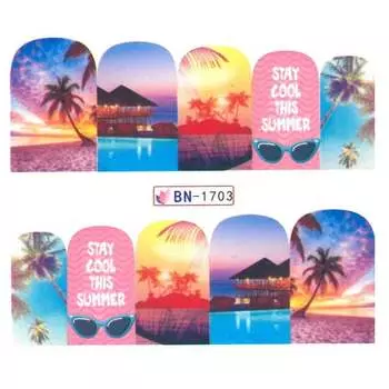 Наклейки для ногтей на водной основе № BN 1703, AllePaznokcie