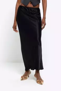 Наклонная юбка с завязкой на талии River Island, черный