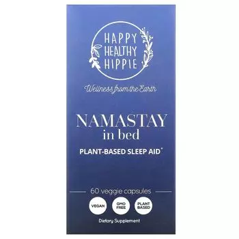 Намастай в постели, средство для сна на растительной основе, 60 растительных капсул Happy Healthy Hippie