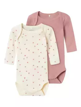 Name It Боди "NBFBODY 2P LS BUTTERCREAM HEARTS NOOS", кремовый