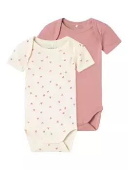 Name It Боди "NBFBODY 2P SS BUTTERCREAM HEARTS NOOS", кремовый