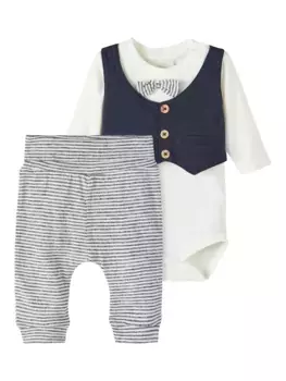 Name It Body "NBMHERLUF LS BODY SET", с бантиком в тон, белый
