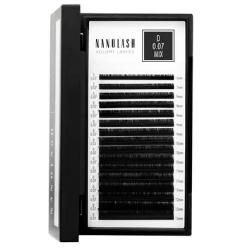 Nanolash Накладные ресницы для наращивания - 0,07 локон D микс 6-13мм 16 полосок