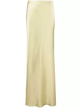 Nanushka атласная юбка макси прямого кроя, зеленый