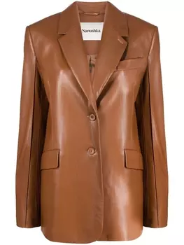 Nanushka блейзер оверсайз из искусственной кожи, коричневый
