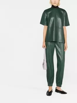 Nanushka брюки прямого кроя с манжетами, зеленый