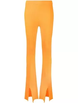 Nanushka брюки в рубчик с разрезами на манжетах, оранжевый
