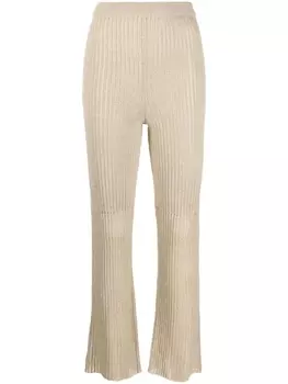 Nanushka брюки в рубчик с завышенной талией, нейтральный цвет