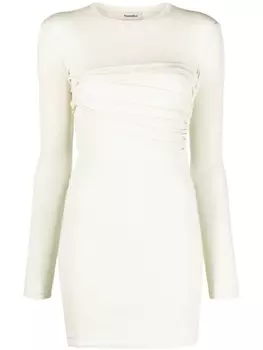 Nanushka драпированное платье мини с длинными рукавами, нейтральный цвет