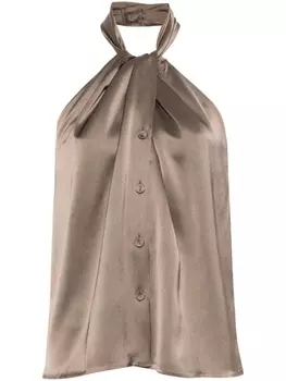 Nanushka драпированный топ Neline с вырезом халтер, коричневый