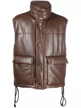 Nanushka дутый жилет с высоким воротником, коричневый