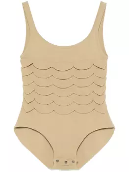 Nanushka фактурное боди, коричневый