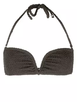 Nanushka фактурный топ бикини, зеленый