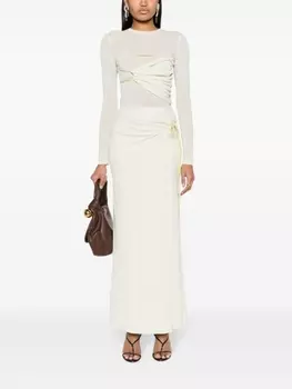 Nanushka футболка с длинными рукавами и драпировкой, нейтральный цвет