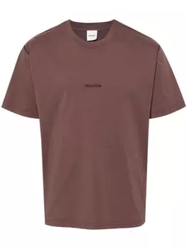 Nanushka футболка с вышитым логотипом, коричневый