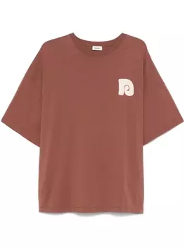 Nanushka футболка с вышивкой, коричневый