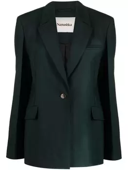 Nanushka однобортный блейзер, зеленый