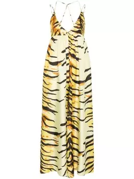 Nanushka платье макси с зебровым принтом, желтый
