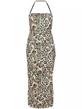 Nanushka платье миди Eliz с леопардовым принтом, нейтральный цвет