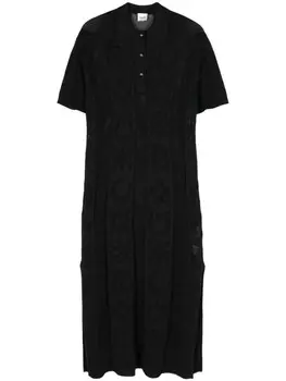 Nanushka платье миди рыхлой вязки с воротником поло, черный