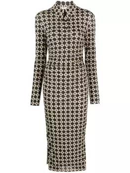 Nanushka платье миди с монограммой, нейтральный цвет