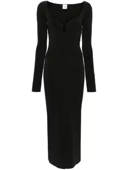 Nanushka платье миди в рубчик, черный