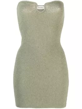 Nanushka платье мини без бретелей, зеленый