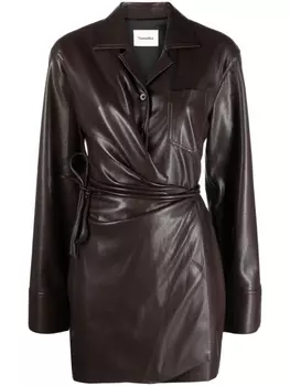 Nanushka платье мини Xaviera Okobor с запахом, коричневый