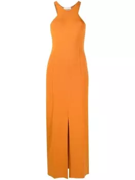 Nanushka приталенное платье миди без рукавов, оранжевый