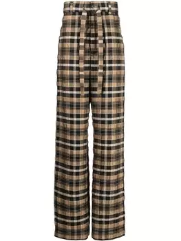 Nanushka прямые брюки в клетку, коричневый