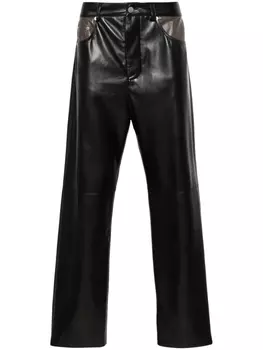 Nanushka прямые брюки в технике пэчворк, черный