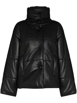 Nanushka пуховик Hide из искусственной кожи, черный
