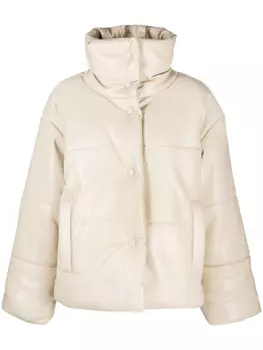 Nanushka пуховик из искусственной кожи, нейтральный цвет