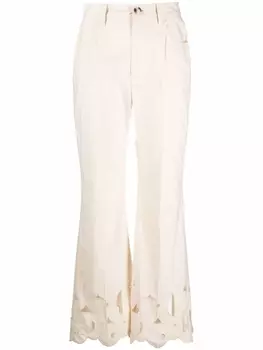Nanushka расклешенные брюки с вышивкой, нейтральный цвет