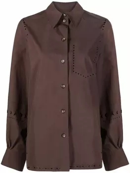 Nanushka рубашка с длинными рукавами и перфорацией, коричневый