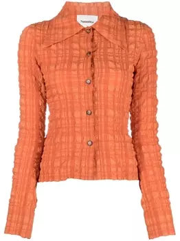 Nanushka рубашка с длинными рукавами и жатым эффектом, оранжевый